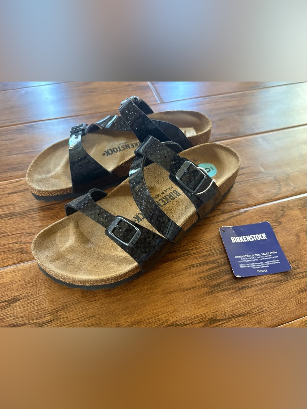 Birkenstock Mayari Metallic Shiny Sparkle Strappy Slides Sandals NWOT